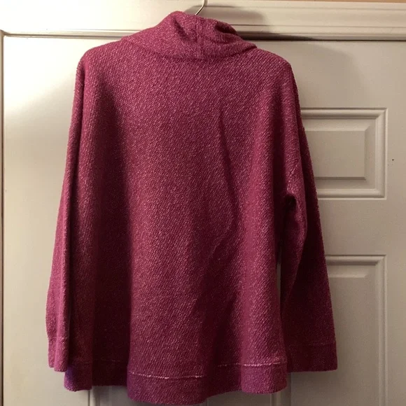 Women’s Lands End Cowl Neck Sweatshirt Purple Long Sleeve Textured Knit Fall - Picture 3 of 9